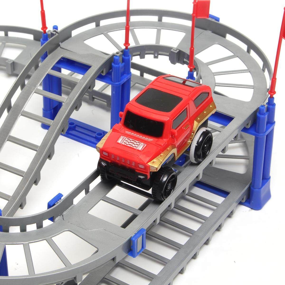 80PCS Variety 3D Electric Rail Speed Car Track Racing Model Kids DIY Toy Sets