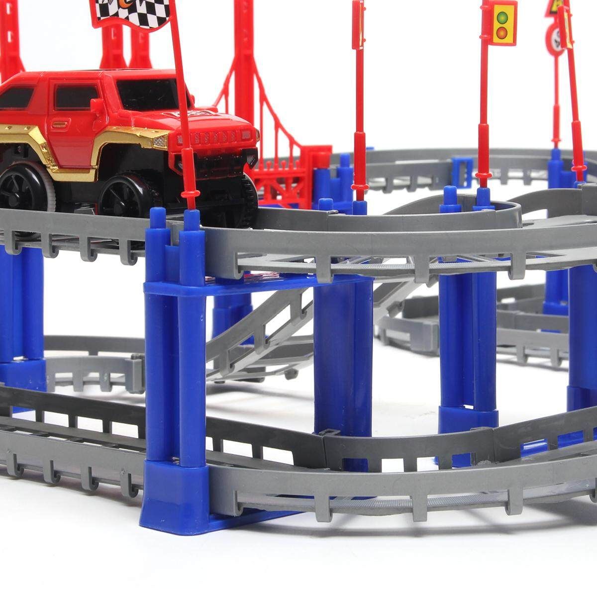 80PCS Variety 3D Electric Rail Speed Car Track Racing Model Kids DIY Toy Sets