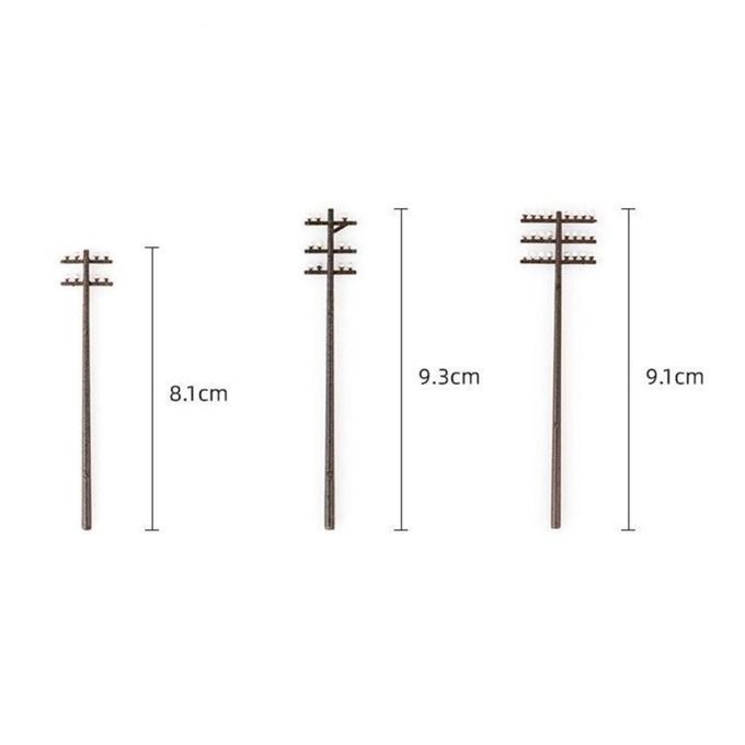 3Pcs 1:87 Miniature Mini Telephone Poles For Train Architecture LAYOUT