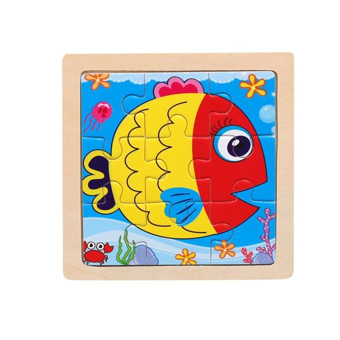 Small Puzzle  Hildren's Puzzle 9 Pie Es Of Woody Forest Animal Story Puzzle-Multicolor-Fish
