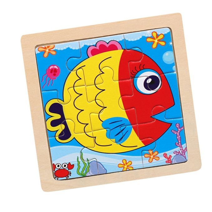 Small Puzzle  Hildren's Puzzle 9 Pie Es Of Woody Forest Animal Story Puzzle-Multicolor-Fish