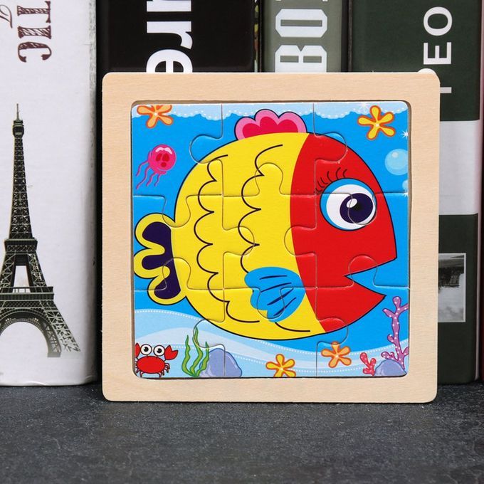 Small Puzzle  Hildren's Puzzle 9 Pie Es Of Woody Forest Animal Story Puzzle-Multicolor-Fish
