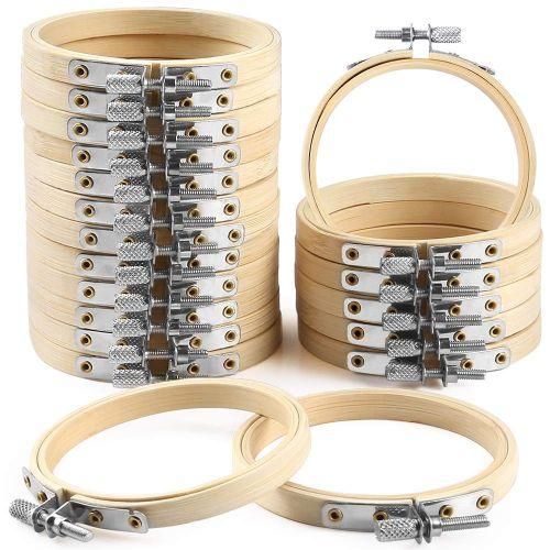 20 Pieces 3 Inch Bamboo Embroidery Hoops Round