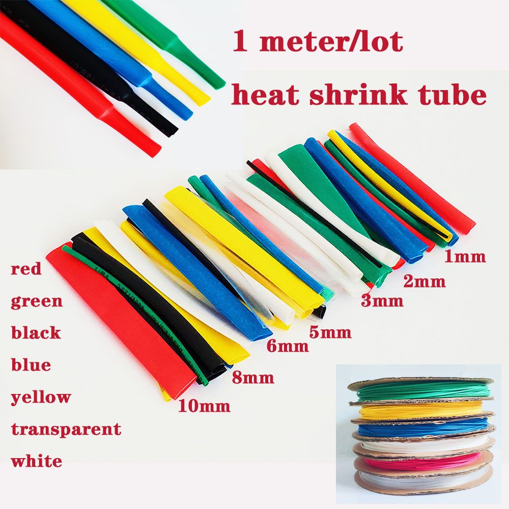 1 Meter Heat Shrink 2:1 Transparent Heat-shrink Tubing Set Glue Adhesive 1,2,3,5,8mm,10mmpvc White Shrinkable Cable Sleeve