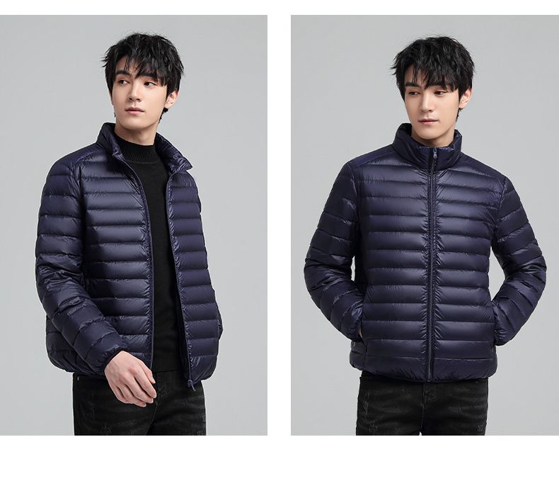 Down Jacket Men Ultralight Camping Trekking Waterproof Winter Coat - Navy