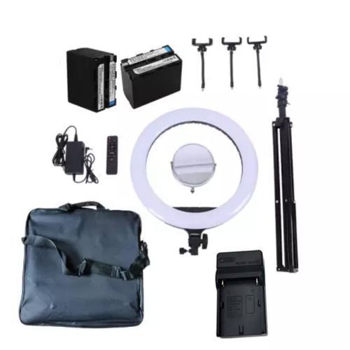 18 Inches Rechargeable Ringlight With 2 Batteries,charger,mirror+ Tripod Stand