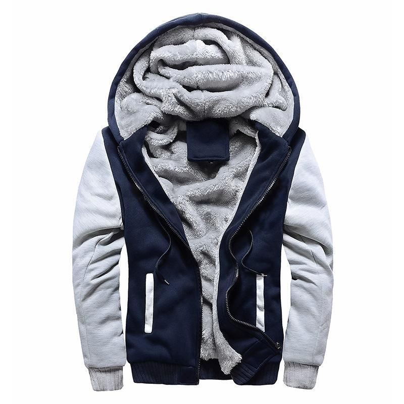 Men Hoodie Jacket Winter Fleece Zipper Coat Tracksuit Male Sweatshirts