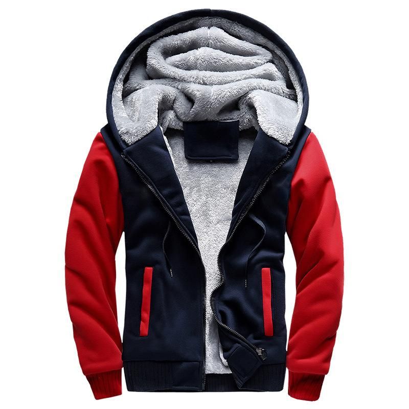 Men Hoodie Jacket Winter Fleece Zipper Coat Tracksuit Male Sweatshirts