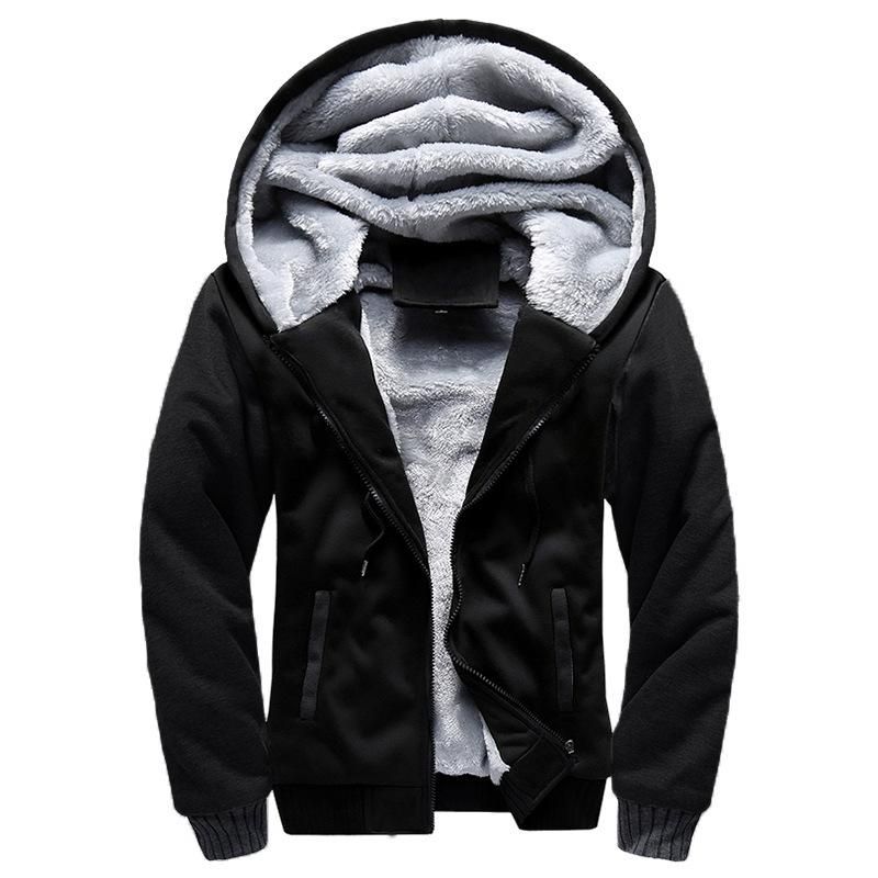Men Hoodie Jacket Winter Fleece Zipper Coat Tracksuit Male Sweatshirts