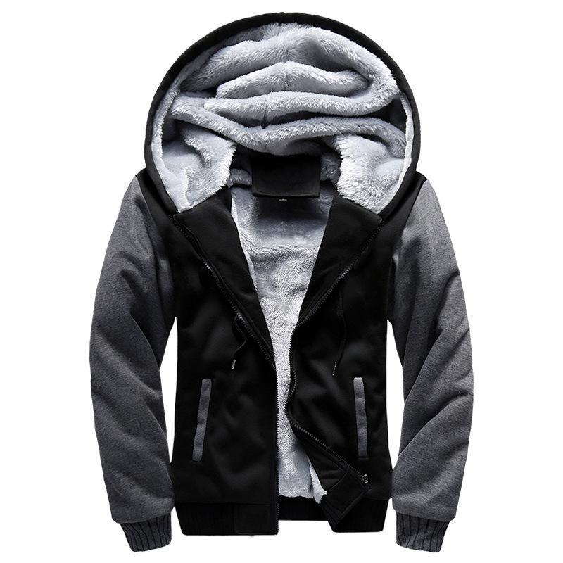 Men Hoodie Jacket Winter Fleece Zipper Coat Tracksuit Male Sweatshirts