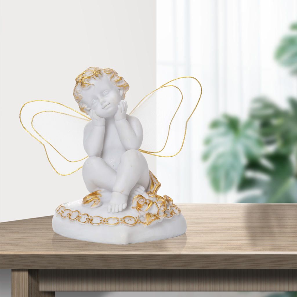 Angel Statue Fairy Crafts Living Room Bedroom Table Cherubs Sit White