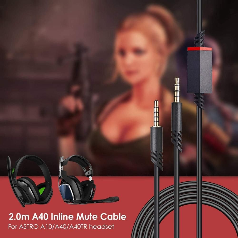 Replacement Headset Cable, 2.0M Inline Mute Cable Cord for Astro A10/A40 Gaming Headsets Xbox Ps4 Controller Headphone