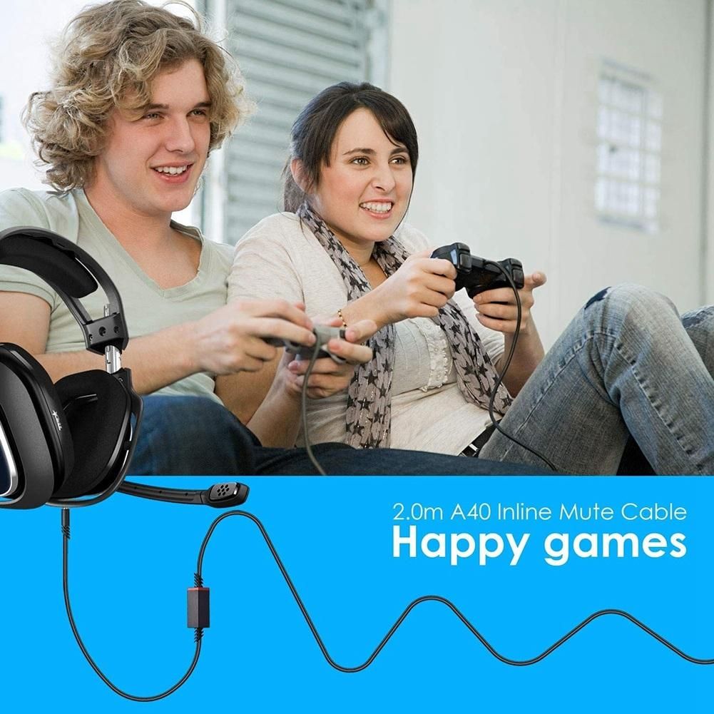 Replacement Headset Cable, 2.0M Inline Mute Cable Cord for Astro A10/A40 Gaming Headsets Xbox Ps4 Controller Headphone