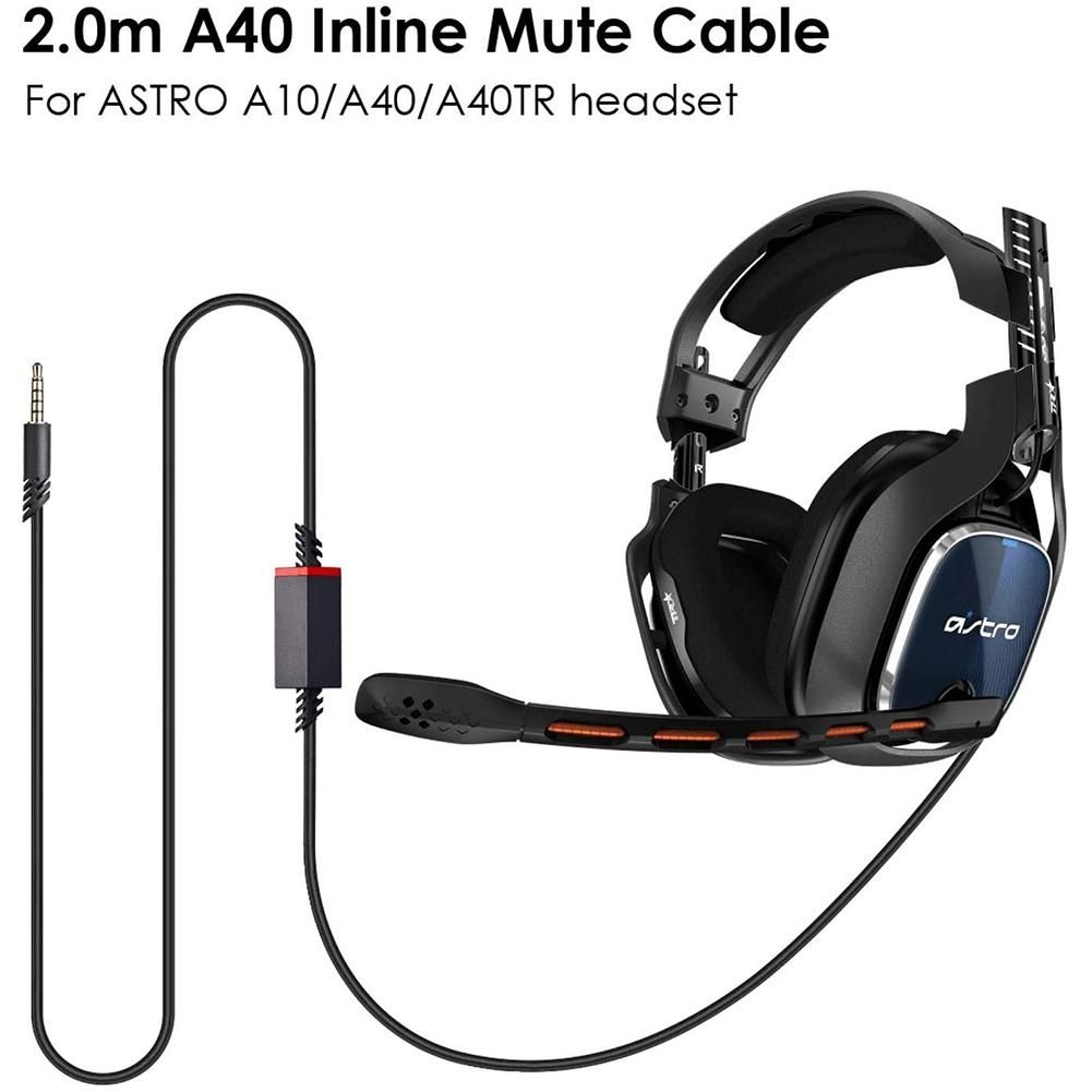 Replacement Headset Cable, 2.0M Inline Mute Cable Cord for Astro A10/A40 Gaming Headsets Xbox Ps4 Controller Headphone