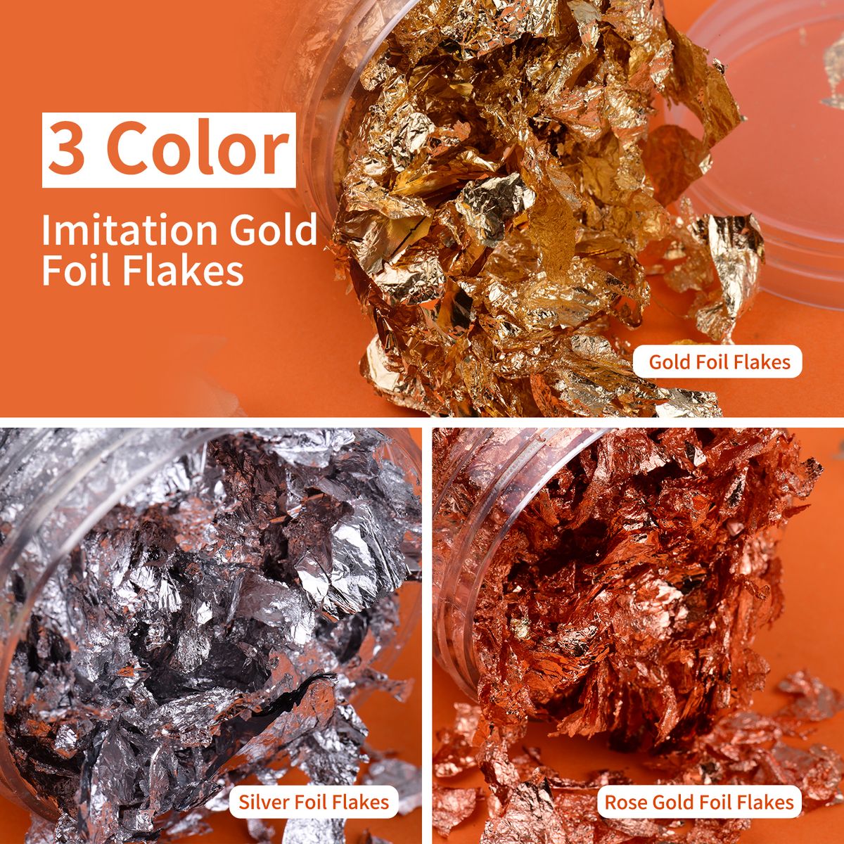10g Per Color Imitation Gold Foil Flakes 2 Bottles Metallic