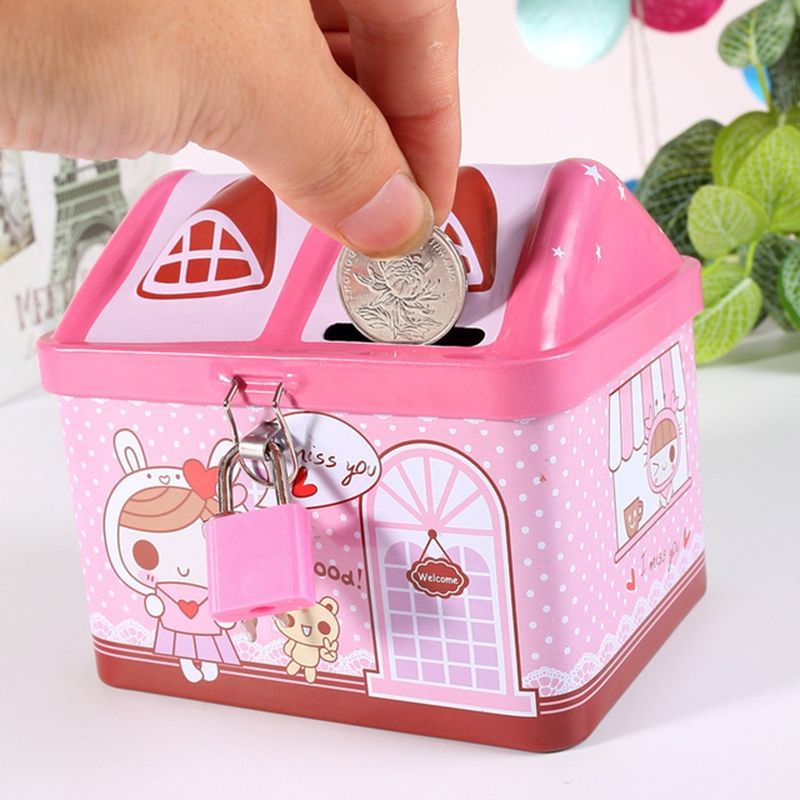 Children Cartoon Saving Small Coin Storage House Piggy