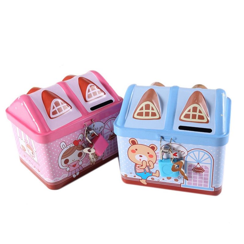 Children Cartoon Saving Small Coin Storage House Piggy
