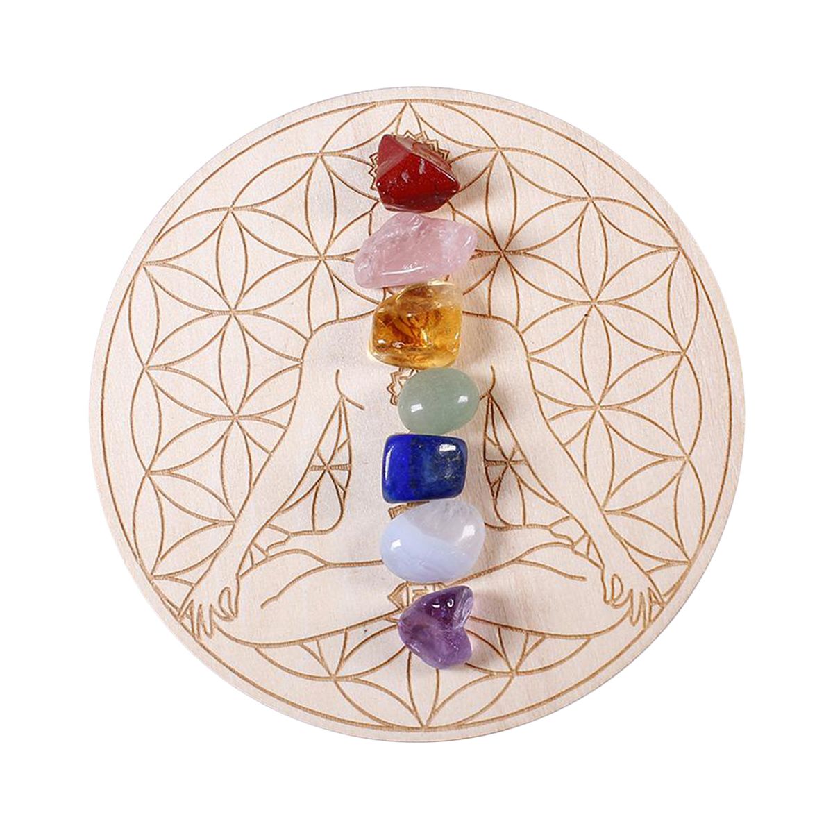 Mixed Crystal Heal Stone With Wooden Tray Natural Quartz Gem Pure A