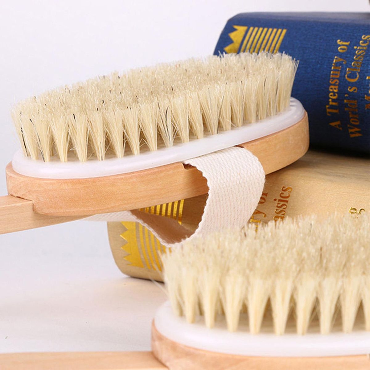 Bath Body Brush Back Scrubber with Comfy Bristle Long Handle Gentle Body Massager Wet or Dry Brushing Back Scrubber for Shower