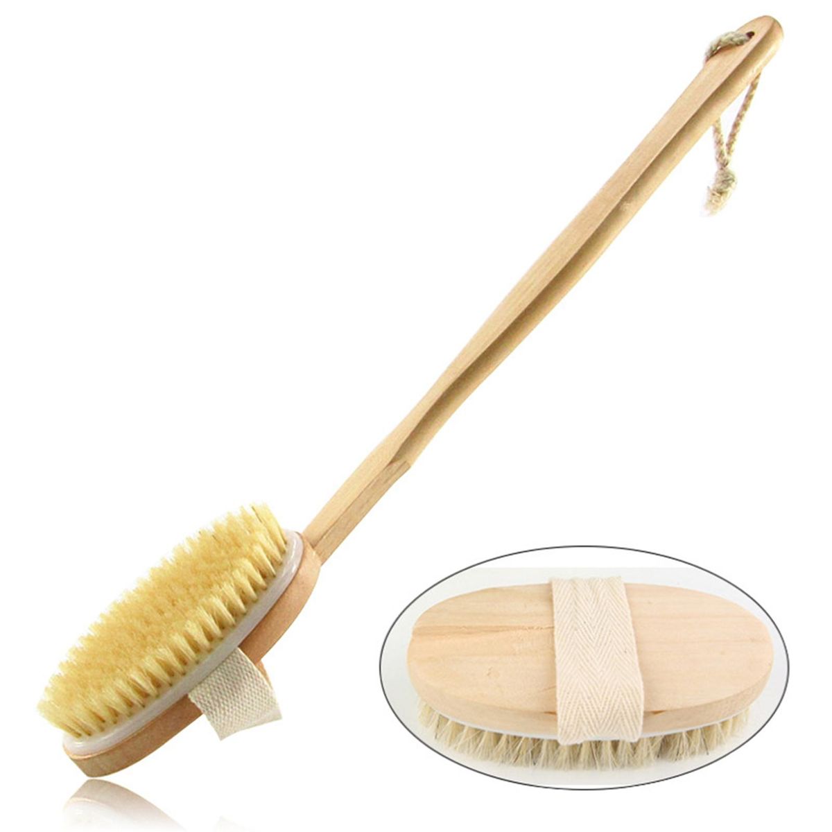 Bath Body Brush Back Scrubber with Comfy Bristle Long Handle Gentle Body Massager Wet or Dry Brushing Back Scrubber for Shower