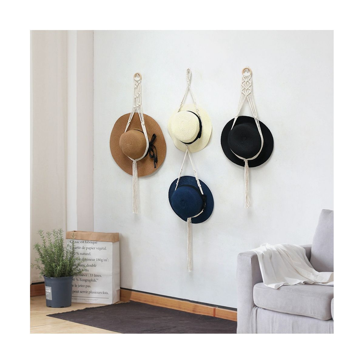 3Pcs Lace Hat Hooks, Bohemian Style Handwoven