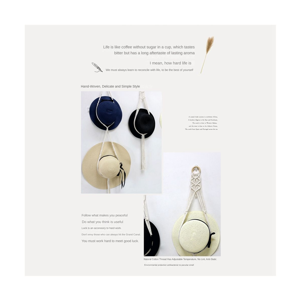 3Pcs Lace Hat Hooks, Bohemian Style Handwoven