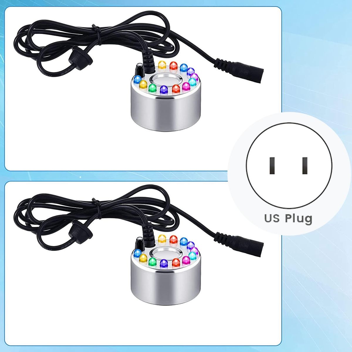 2Pc Mist Maker Fogger Halloween Ultrasonic Fog Machine Fountain Cauldron Mister Fogger Water Garden Pond Foggers US Plug