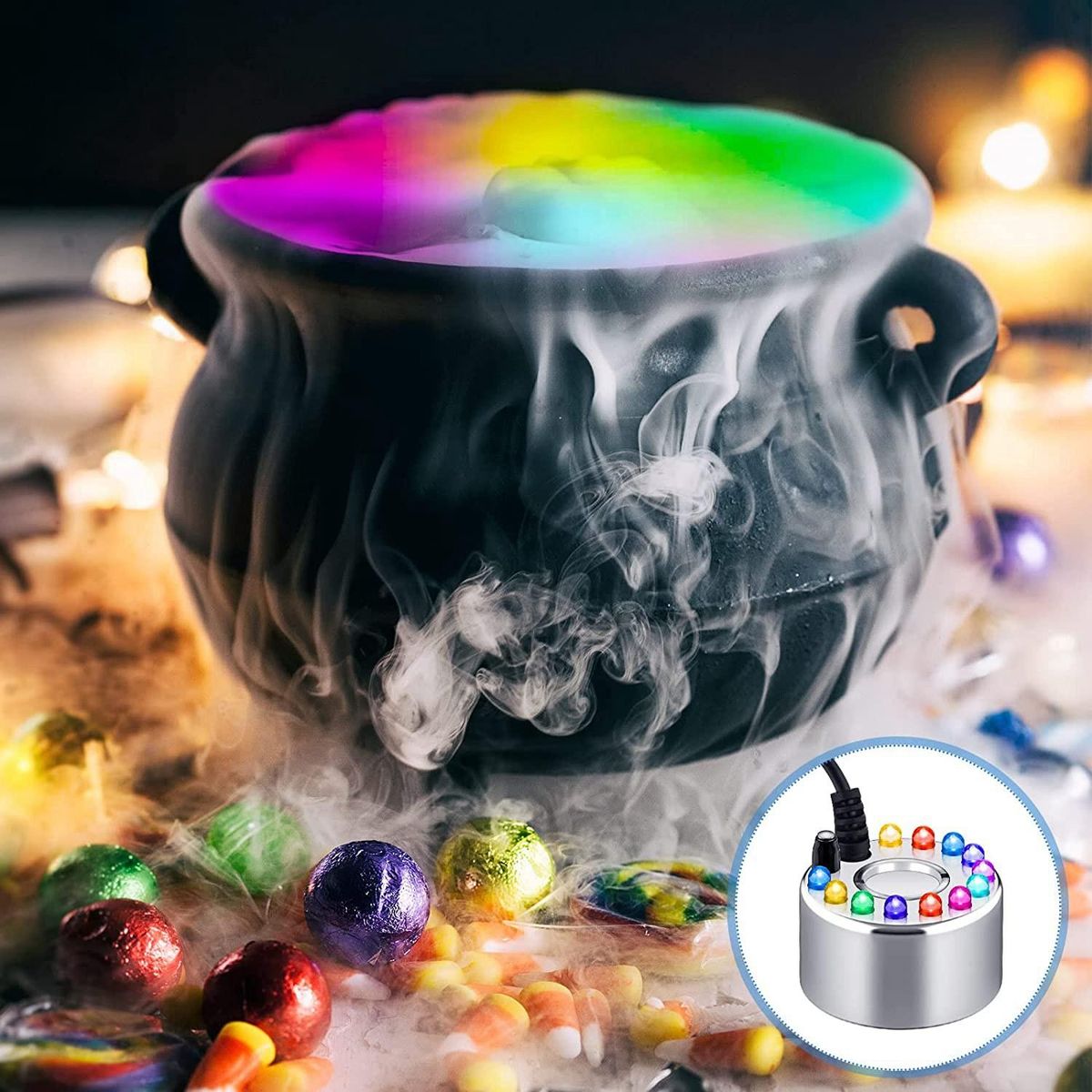 2Pc Mist Maker Fogger Halloween Ultrasonic Fog Machine Fountain Cauldron Mister Fogger Water Garden Pond Foggers US Plug