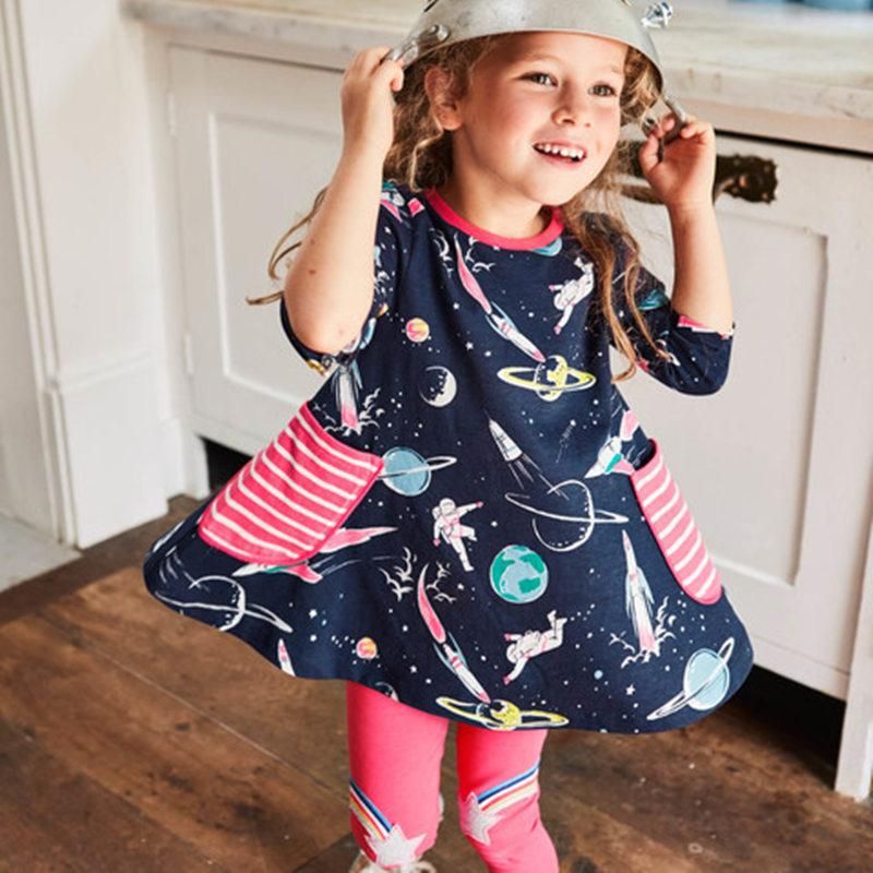 Girl's long-sleeved dress children's clothing children European and American children's pr