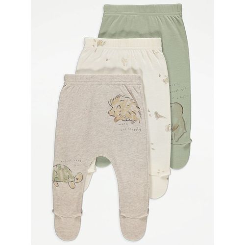 Assorted Woodland Animal Print Footed Leggings 3 Pack
