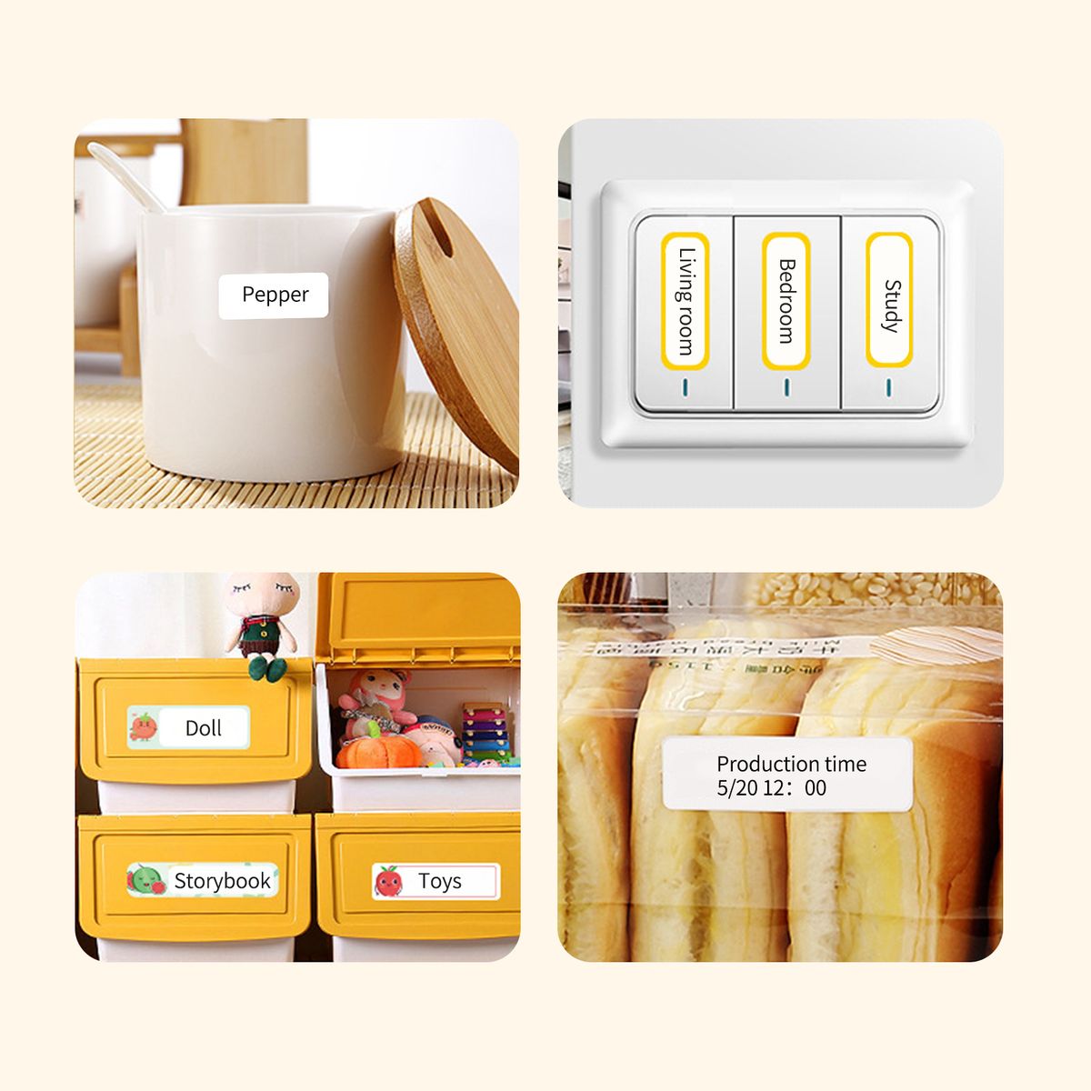 D110 Label Maker Machine Mini Pocket Thermal Label Printer With 4 Label Rolls