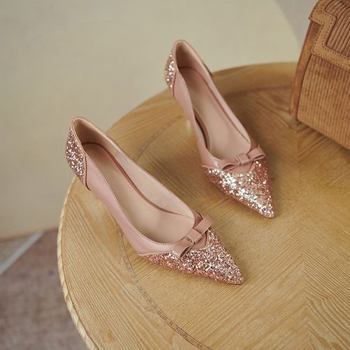 Ladies Classic Simple Pointed Toe Fashion High Heels-Pink