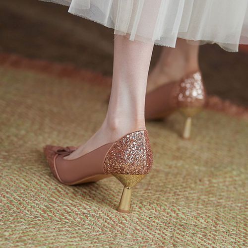 Ladies Classic Simple Pointed Toe Fashion High Heels-Pink