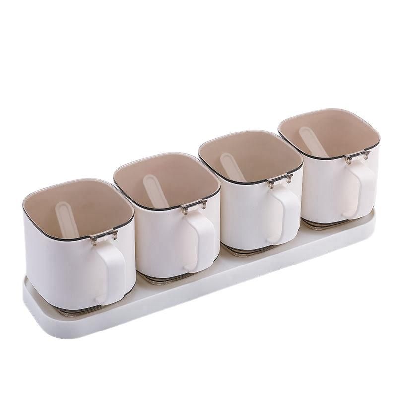 4 in 1 Spices Box Seasoning Jar with Spoon Kitchen Tool