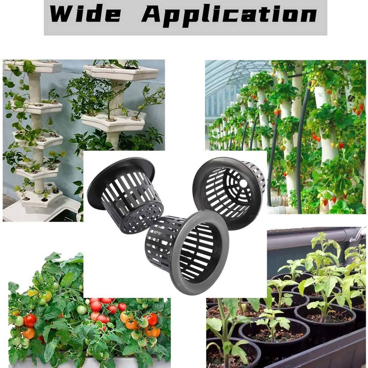 50 Pack 4.33 Inch Net Cups Slotted Mesh Wide Lip Filter Plant Net Pot Bucket Basket for Hydroponics Aquaponics Orchids