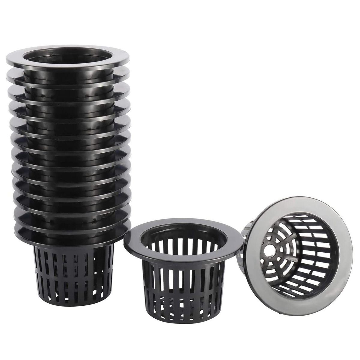 50 Pack 4.33 Inch Net Cups Slotted Mesh Wide Lip Filter Plant Net Pot Bucket Basket for Hydroponics Aquaponics Orchids
