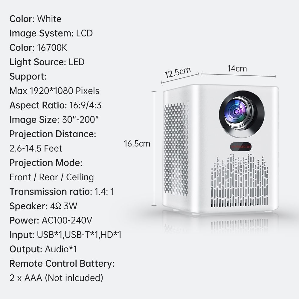 Video Projector LCD Movie Projector 1080P Home Theater