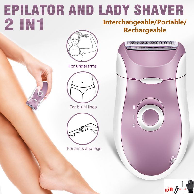 Portable Rechargeable 2 IN 1 Interchangeable Epilator LADY Shaving Hair Removal-N8