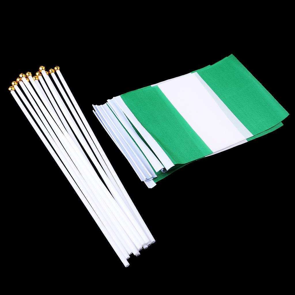 12pcs Nigeria Nigerian HAND WAVING FLAG Small BANNERS 8 X 5"  Nigeria