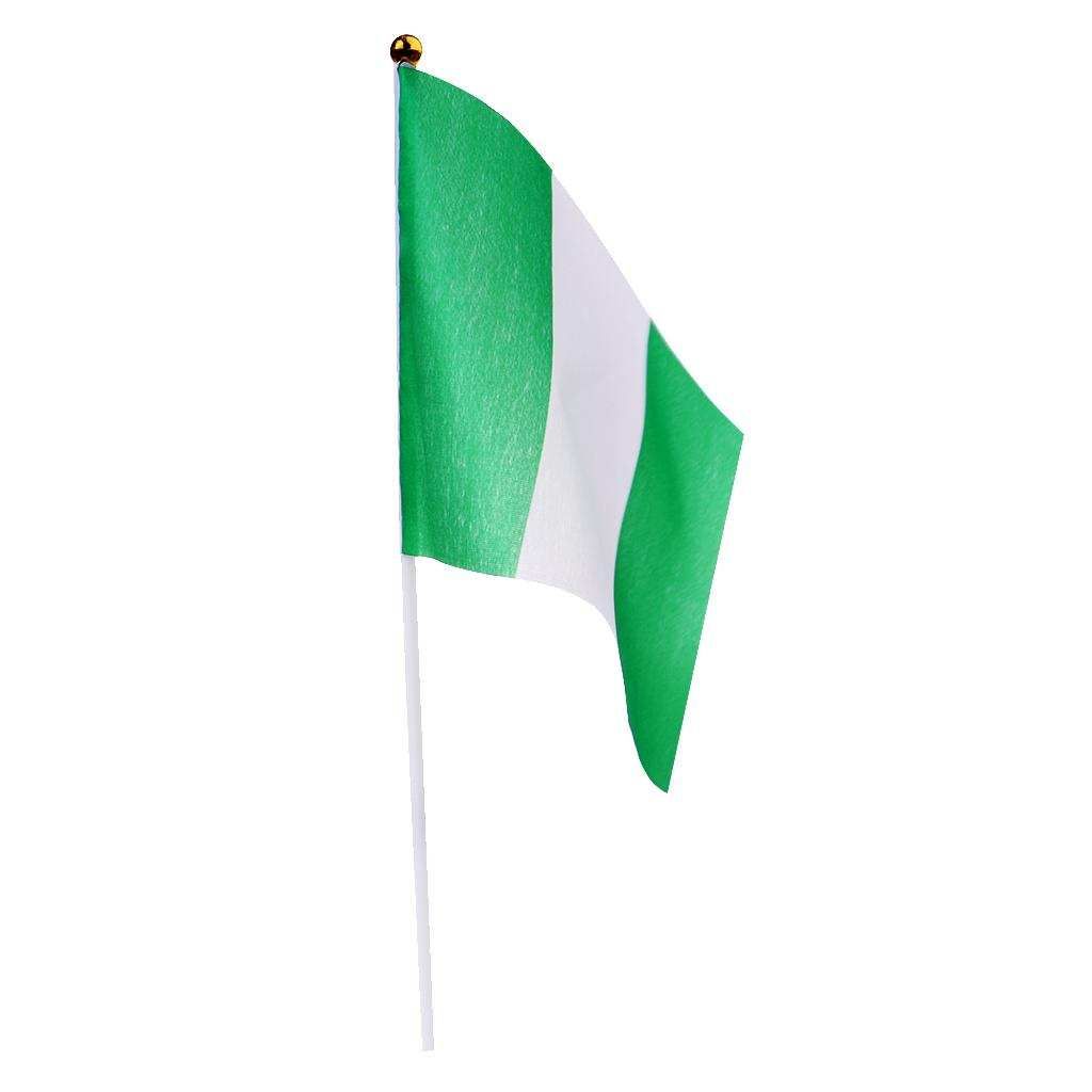 12pcs Nigeria Nigerian HAND WAVING FLAG Small BANNERS 8 X 5"  Nigeria