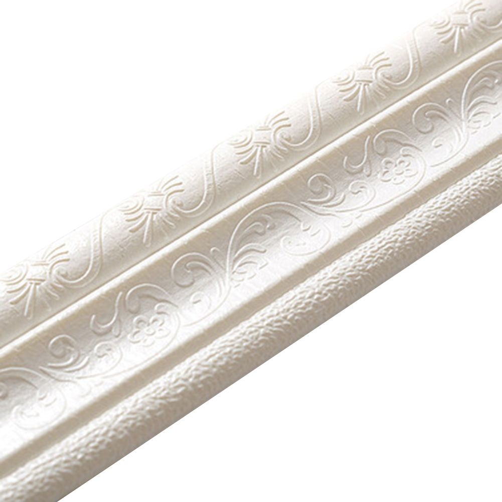 Home 3D Self-adhesive Decorative Wall Molding Skirting-White