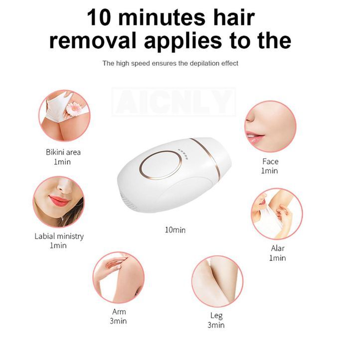 Laser Hair Remover 600000 Pulses Handheld Permanent Hair White US Plug