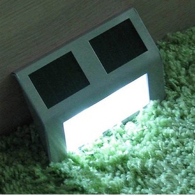 2LED Stainless Steel Solar Garden Light Waterproof LED Garden Path Fence Lamp