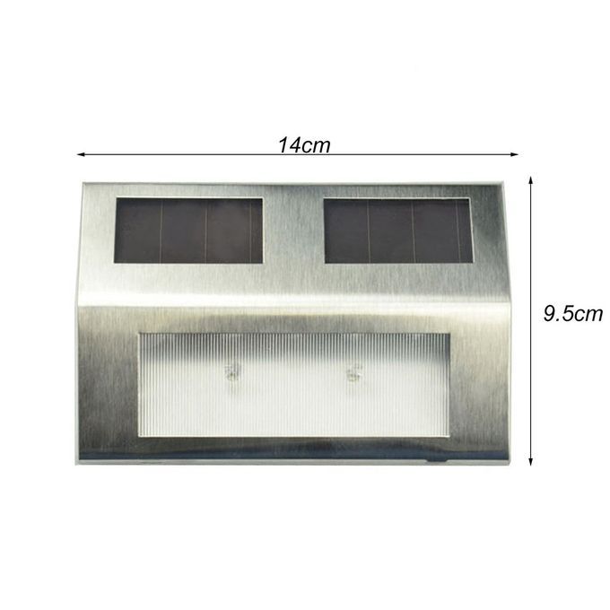 2LED Stainless Steel Solar Garden Light Waterproof LED Garden Path Fence Lamp