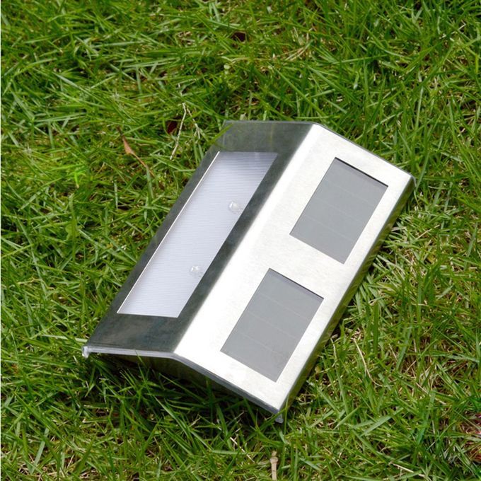 2LED Stainless Steel Solar Garden Light Waterproof LED Garden Path Fence Lamp
