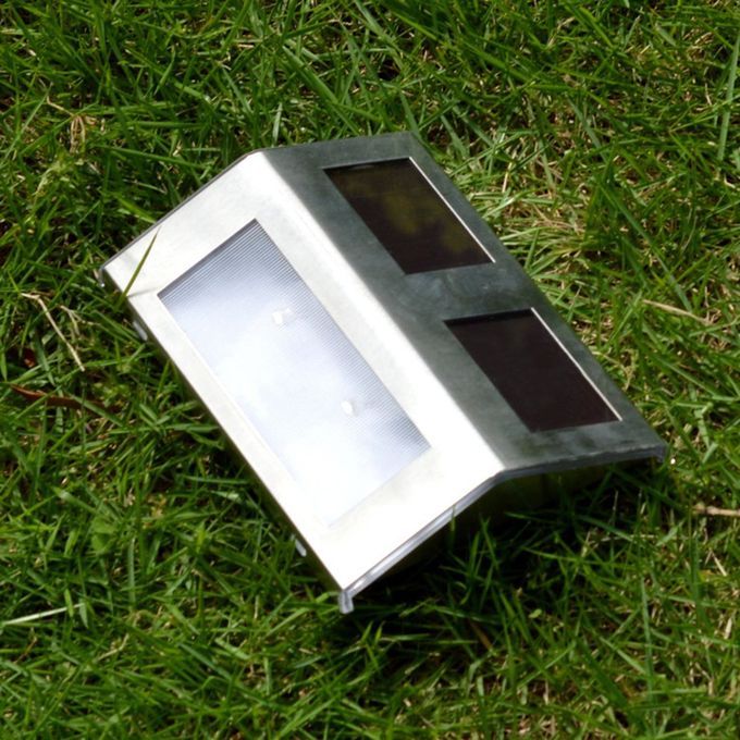 2LED Stainless Steel Solar Garden Light Waterproof LED Garden Path Fence Lamp