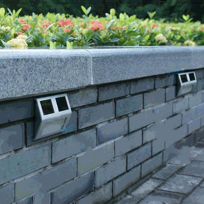 2LED Stainless Steel Solar Garden Light Waterproof LED Garden Path Fence Lamp