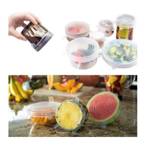 6pcs Reusable Silicon Lids/cover For Food,fruit, Bowl,Pot,Pa