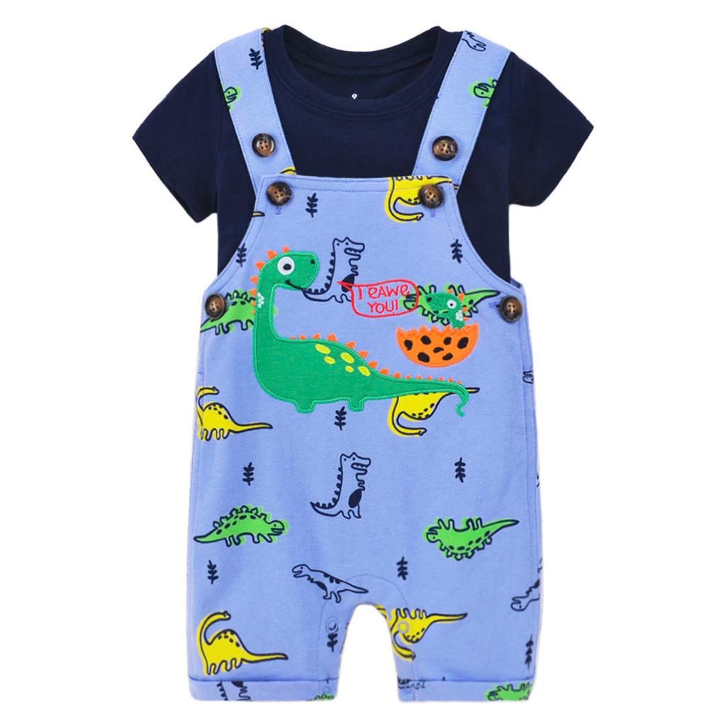 Boys Navy Blue And Blue Pinafore Set