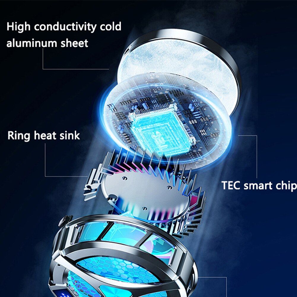 X36 Digital Display Mobile Phone Radiator Cooling Fan 9v 15w Magnetic Suction Wireless Fast Charging Silent Semiconductor Cooler